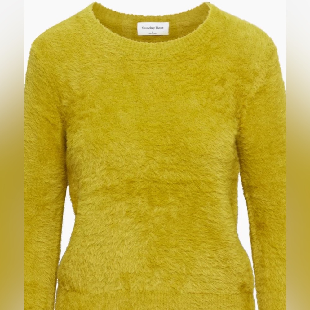 Sunday Best Aritzia Cropped Fuzzy Knit Sweater